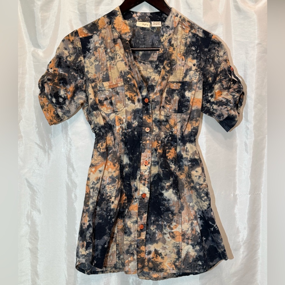 Daytrip Tie-Dye Button Front Tunic Top Size Small